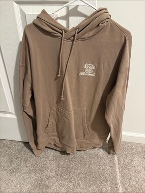 Abercrombie & Fitch Tan Hooded Sweatshirt with Crest Logo